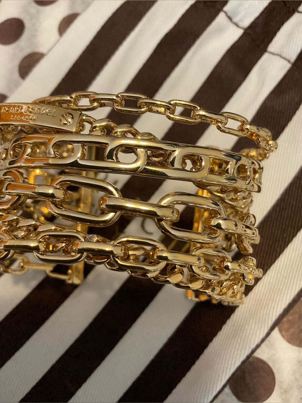 Henri Bendel Multi-Strand Chain Layered Cuff Bracelet Plus Dust Bag - Picture 8 of 12